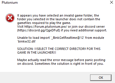 Invalid Game Directory